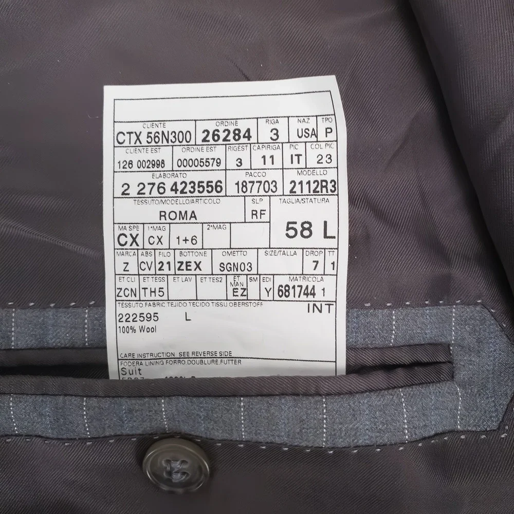 Ermenegildo Zegna Blazer Mens 58L Grey Pinstripe Trofeo Wool Neiman Marcus